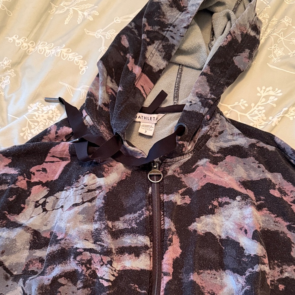 Athleta Abstract Patterned Hooded Jacket Purple, … - image 1